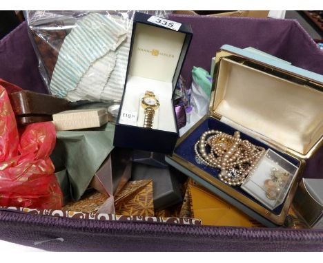 A quantity of costume jewellery, vintage jewellery boxes and wrist watches