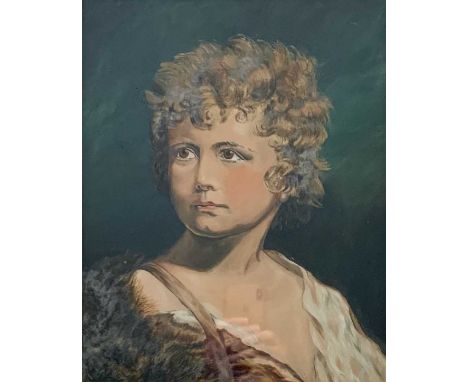 ITALIAN (?) SCHOOL oil on canvas - antique head and shoulders portrait of a young boy, indistinctly signed, 39 x 29cms