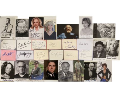 TV AND FILM STAR AUTOGRAPHS - MOSTLY BRITISH. Collection of approx 92 signed items, mostly cut cards or official press/ promo