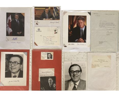 WORLD LEADERS/STATESMEN - AUTOGRAPHS. Superb collection of approx 19 autographs, cuttings and correspondence to include many 