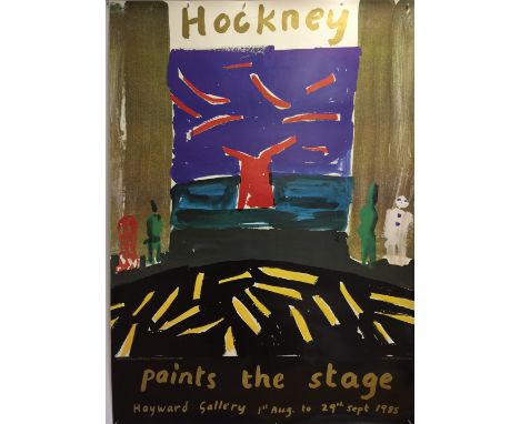 DAVID HOCKNEY EXHIBITION POSTER 1985. An original exhibition poster for the 1985 David Hockney 'Paints The Stage' show at the