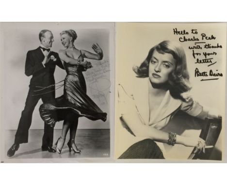 BETTE DAVIS / GINGER ROGERS. Collection of signed film and entertainment memorabilia to include: 8 x 10" black and white phot