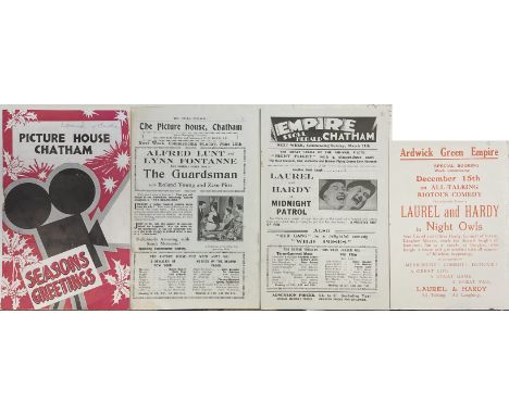 LAUREL AND HARDY PLAYBILLS/HANDBILLS. Four pieces of circa 1930s theatre/entertainment memorabilia to include: 1936 Picture H