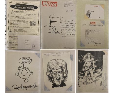 FAMOUS CARTOONISTS/WRITERS - CORRESPONDENCE/SKETCHES ETC. Excellent collection of approx 28 pieces of correspondence, autogra