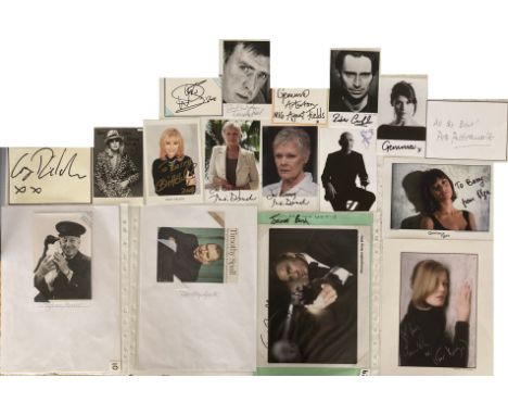 JAMES BOND / THE AVENGERS/ TV AND FILM STARS AUTOGRAPHS. Collection of 18 autographs obtained by our diligent vendor to inclu