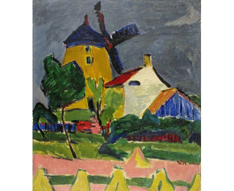 Ernst Ludwig Kirchner (Aschaffenburg 1880 - 1938 Davos)Windmühle (Die Windmühle bei Moritzburg)1910Öl auf Leinwand. In Origin