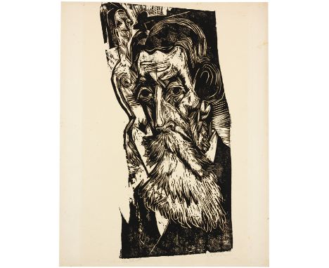 Ernst Ludwig Kirchner (Aschaffenburg 1880 - 1938 Davos)Kopf Ludwig Schames1918Holzschnitt auf festem Velin53/56x25/25,5 cm, D