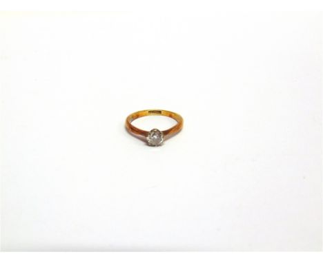 A SINGLE STONE DIAMOND RING stamped '18ct', the brilliant cut of approximately 0.37 carats, finger size K1/2, 2.3g gross