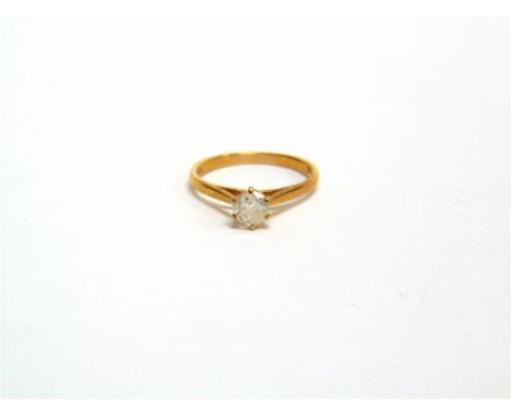 A SINGLE STONE 9 CARAT GOLD DIAMOND RING the brilliant cut of approximately 0.45 carats, finger size M1/2, 1.5g gross