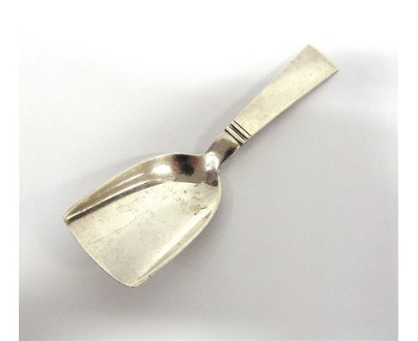 A GEORG JENSEN AUDIA/BLOC PATTERN CADDY SPOON  stamped Georg Jensen in a dotted oval, 'Denmark' and 'Sterling', 10.4cm long, 