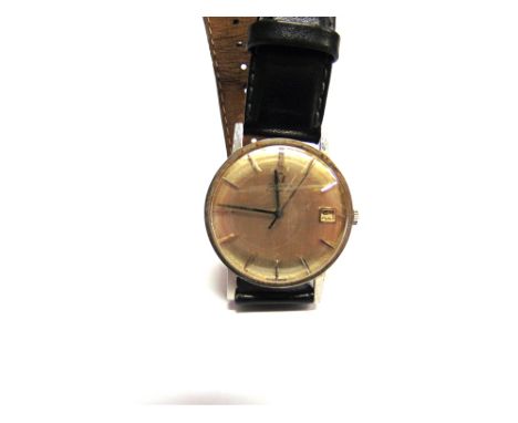OMEGA, A GENTLEMAN'S STAINLESS STEEL AUTOMATIC WRISTWATCH ON A STRAP the circular silvered dial with 'steel' batons, hands an