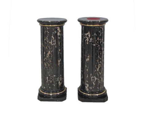 A pair of faux marble ceramic column pedestals marked Zanotto, H78cm. (2)