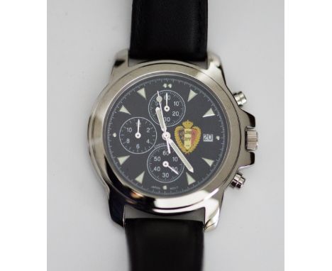 A Japanese commemorative URBSFA - KBVB chronometer stainless steel 38mm Quartz wrist watch, water resistant 3ATM, Black dial,