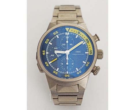 An IWC Schaffhausen Aquatimer Year 2007 wrist watch. Chronograph with three subdials and date display, automatic movement, ti