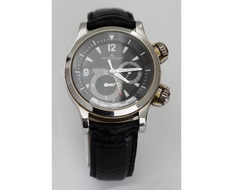 A Jaeger LeCoultre Master Compressor Geographic wrist watch. Chronograph with two subdials, date display, 8 days movement, st