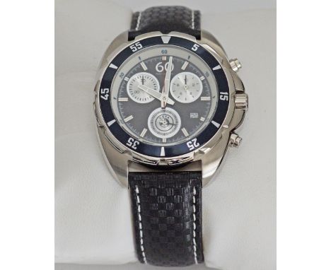 A Swiss Chronometer wrist watch, commemorating 60 years UEFA in 2014, stainless steel case 43mm, water resistant, the black d