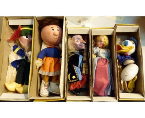 Five boxed Pelham puppets, including Magic Roundabout, Mr Rusty and Florence 