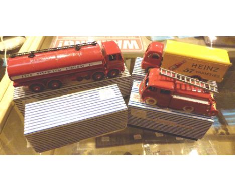 Four Atlas Dinky boxed commercial vehicles, two Guy Heinz vans, Leyland tanker and fire engine 