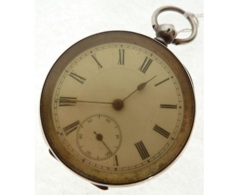 LATE NINETEENTH CENTURY SWISS OPEN FACED POCKET WATCH, with keywind movement, white Roman dial with subsidiary seconds dial, 