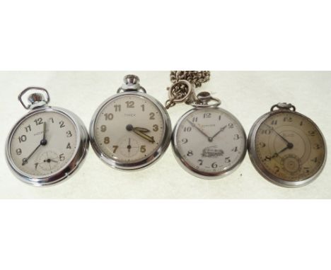 'CIMIER' SWISS METAL CASED OPEN FACED RAILWAY POCKET WATCH, the Arabic dial and back of the case both decorated with locomoti