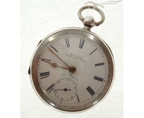 EDWARDIAN SILVER OPEN FACED POCKET WATCH, with 'Warranted English Lever', keywind 'Non Magnetic' movement, white Roman dial w