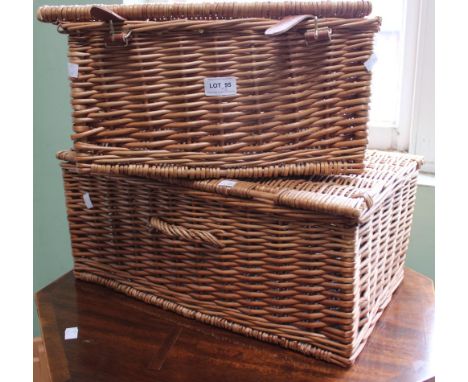 Two F&amp;M branded wicker picnic baskets