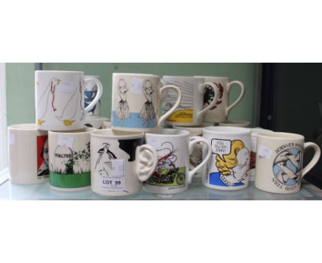 A shelf containing a good selection of Simon Drew for Mclaggan Smith mugs (18)