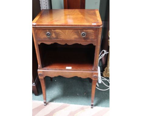 A reproduction bedside table with single drawer and open shelf