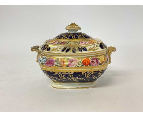 Early 19th century Coalport porcelain sugar box and cover