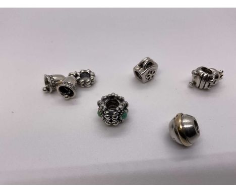 Five Pandora silver charms