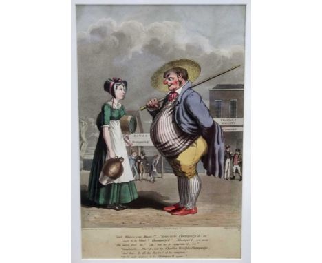 Theodore Lane (1800 - 1828), hand-coloured etching and aquatint - Champagne and Shampoo. Published by George Hunt, 337mm x 21