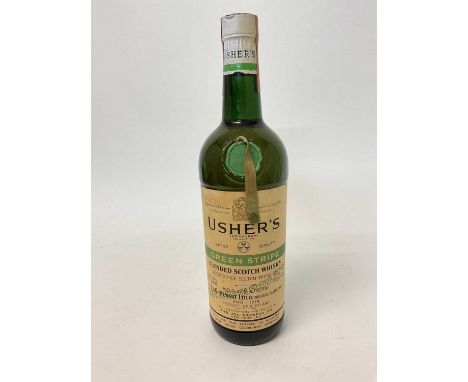 One bottle, Usher's Green Stripe Blended Scotch Whisky, 86.8% proof, 4/5 Quart.
