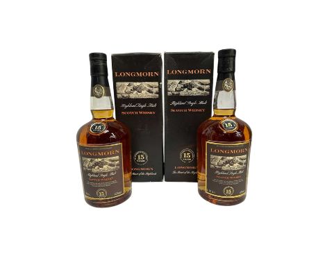 Two bottles, Longmorn Scotch Whisky, 15 years old, 70cl. 45%, in original card boxes