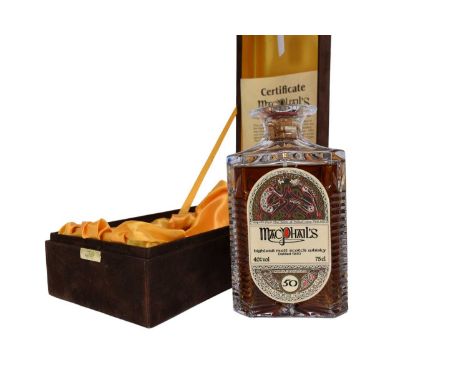 One bottle, Macphail's Highland Malt Scotch Whisky, distilled 1940, 40%, 75cl, numbered 0103, in sealed cut glass decanter wi