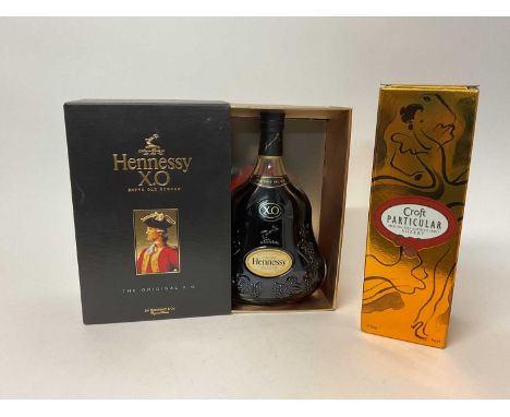 One bottle of Hennessy XO cognac, boxed and another bottle of Croft Sherry, boxed (2)The Hennessy bottle is a full bottle (1,