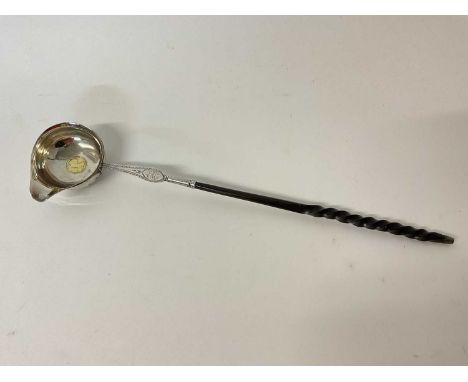 George III silver toddy ladle with whalebone handle, 35.5cm long