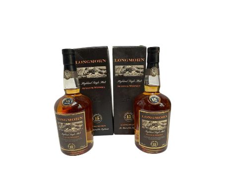 Two bottles, Longmorn Scotch Whisky, 15 years old, 70cl. 45%, in original card boxes
