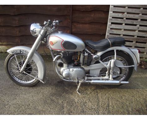 A 1952 BSA A10 Gold Flash, registration number OHW 290, silver. This two owner from new Gold Flash has been stored by the ven