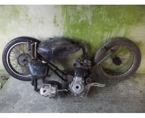 A TriBSA restoration project, engine number 6T 13731M, black. Consisting of a Triumph 6T engine, frame, petrol tank, wheels, 