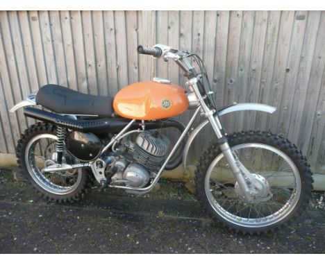 A 1972/73 AJS Stormer 410 scrambler, orange. The AJS Stormer was available in three engine sizes 250, 370 and 410cc. They are