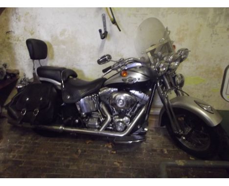 A 2003 Harley Davidson Heritage Springer Soft Tail Anniversary Edition, Germany registered, silver and black. This low mileag