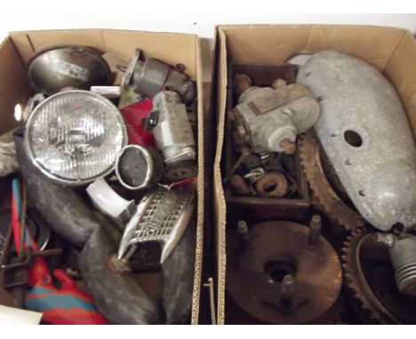 Assorted British motorcycle components and spares, for various manufacturers including Norton, BSA, Triumph and others, compr