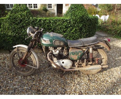 A 1956 Triumph Tiger T100 restoration project, registration number MCO 481, frame number 77426, engine number T100 77426, gre