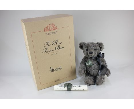 A Steiff grey mohair musical teddy bear, The Rose Tavern Bear, limited edition 342/2000, produced for Harrods 2000, with orig