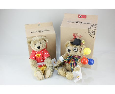 A Steiff blond mohair Rumal Barer Clown teddy bear, 26cm, together with a Steiff Save the Children Ted, 30cm, both in origina