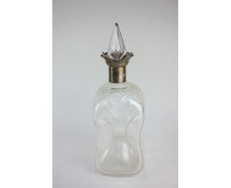 A George V silver mounted cut glass waisted decanter, maker Walker & Hall, Sheffield 1929, (stopper chipped), 30cm high
