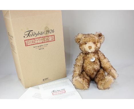 A Steiff brown tipped mohair replica 1926 teddy bear, 'Happy Anniversary', limited edition 478/5000, with original certificat