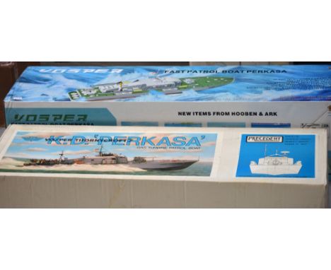 Two boat model kits; Precedent 'K.D. Perkasa Gas Turbine Patrol Boat', 1:32 scale (started), Hooben and Ark 'Vosper Fast Patr