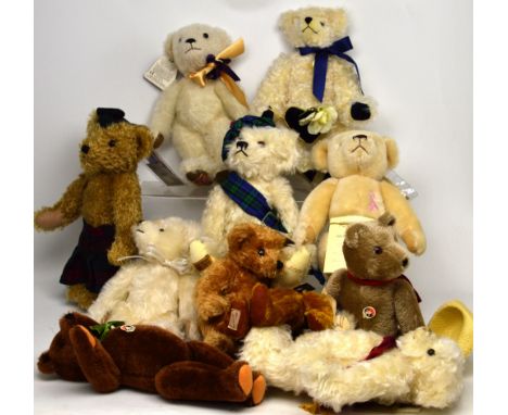 Eight Merrythought mohair growling bears, to include a limited edition no112/450 'Regal Splendour SH14COG', a limited edition