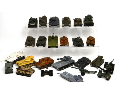 A quantity of Corgi, Dinky and Solido tanks to include a Corgi 'AMX30D Recovery Tank', a Dinky 'Leopard Tank', a Solido 'Sher